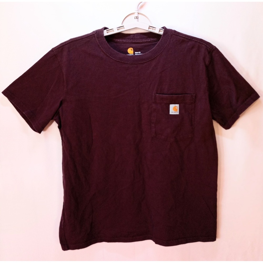 Carhartt Boy's Pocket Tee T-Shirt, Size 8-10 Medium, Brown Original Fit